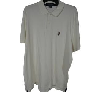 U.S. Polo ASSN.  Luxury Feel Men's Large Cream Colored Polo Shirt NWT